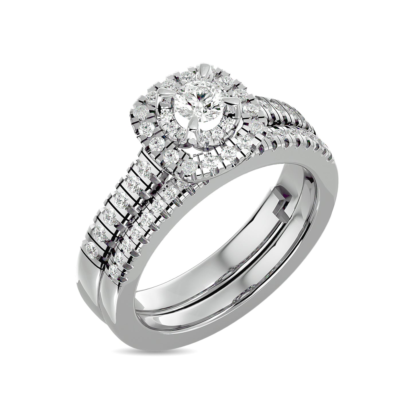 Diamond 3/4 Ct.Tw. Round Bridal Ring in 14K White Gold