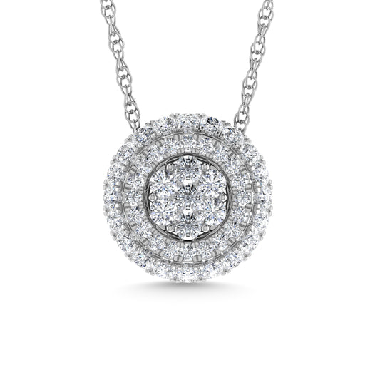 Diamond 1/2 Ct.Tw. Cluster Fashion Pendant in 14K White Gold