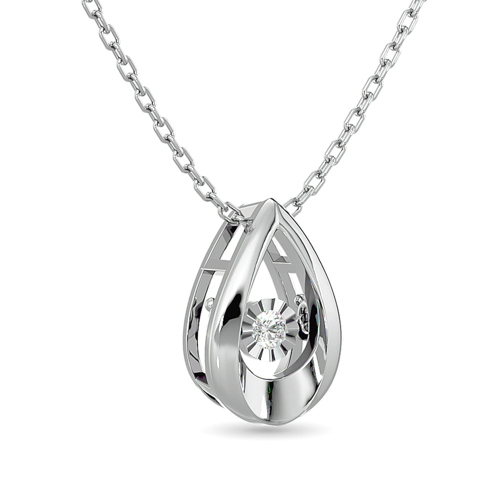 Diamond Shimmering Drop Pendant 1/20 ct tw in Sterling Silver