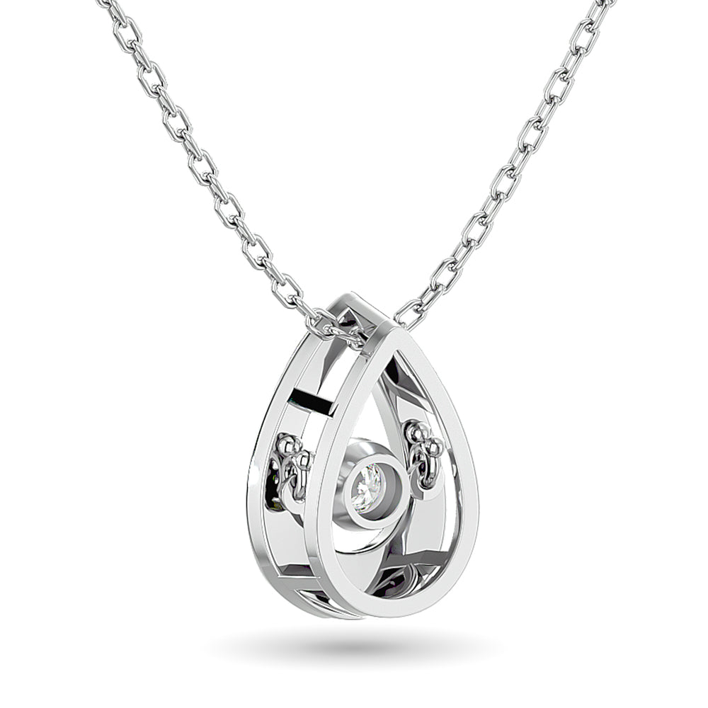 Diamond Shimmering Drop Pendant 1/20 ct tw in Sterling Silver
