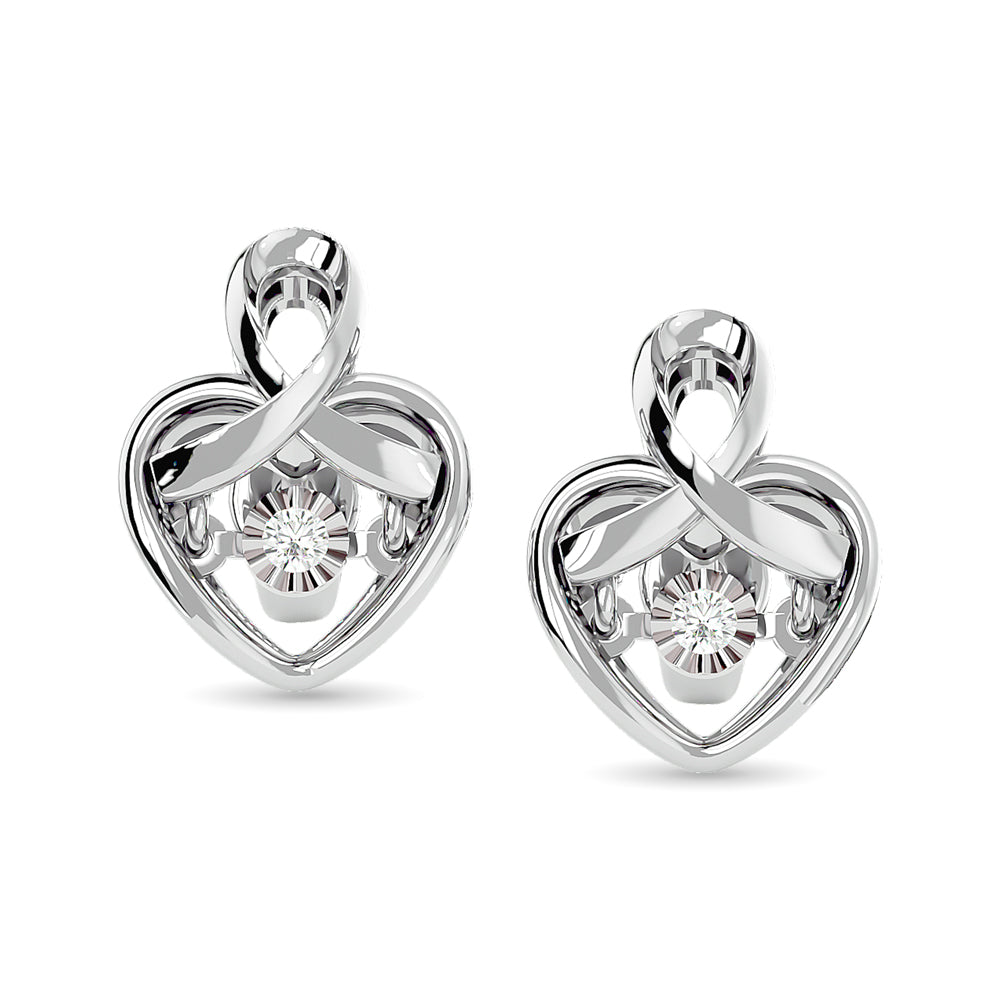 Diamond 1/20 ct tw Heart Earrings in Sterling Silver
