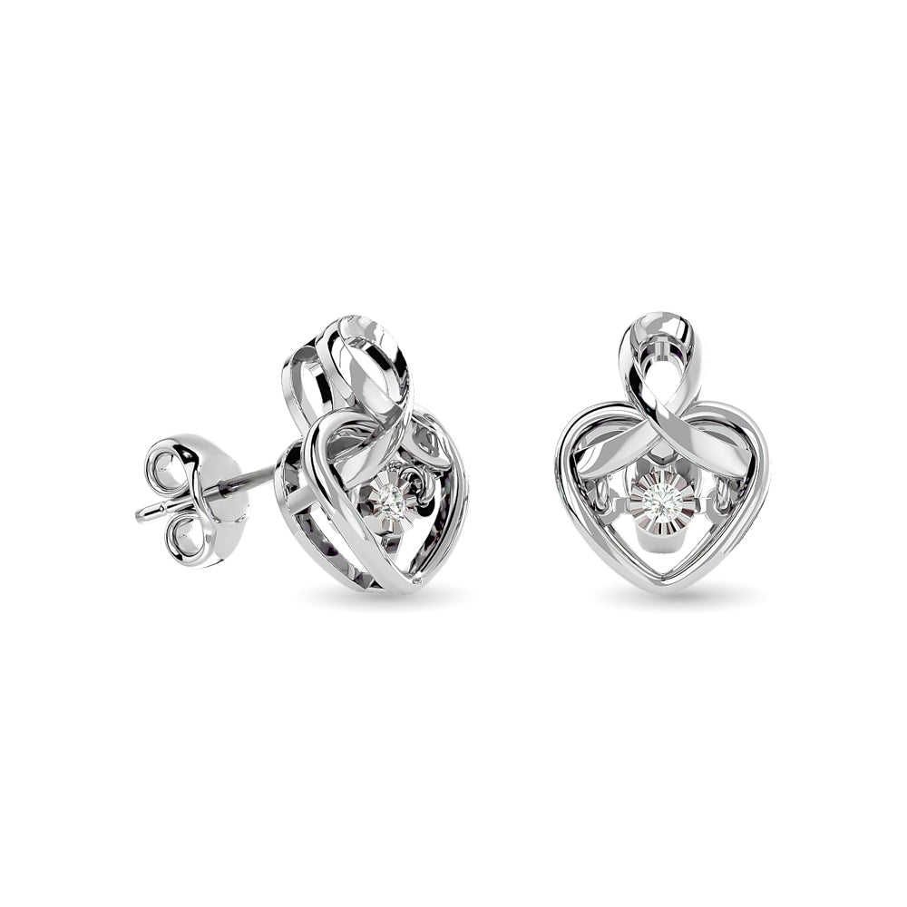 Diamond 1/20 ct tw Heart Earrings in Sterling Silver