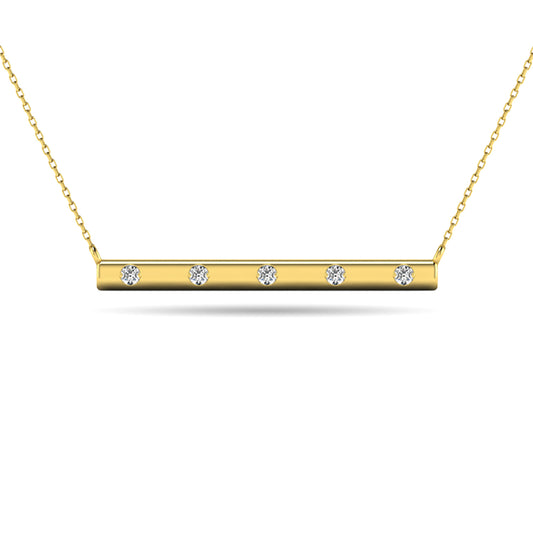 Diamond 1/20 ct tw Bar Necklace in 10K Yellow Gold