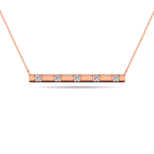 Diamond 1/20 ct tw Bar Necklace in 10K Rose Gold