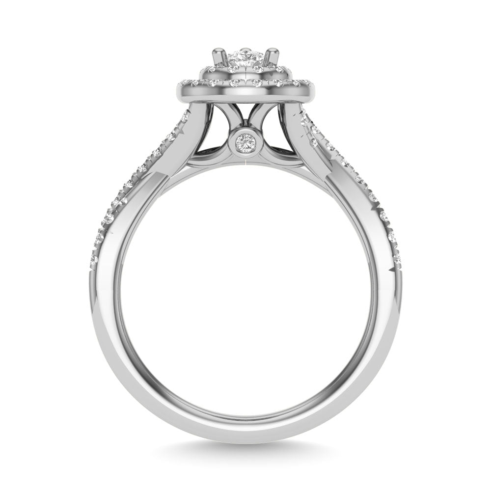 Diamond 1 Ct.Tw. Pear Cut Bridal Ring in 14K White Gold