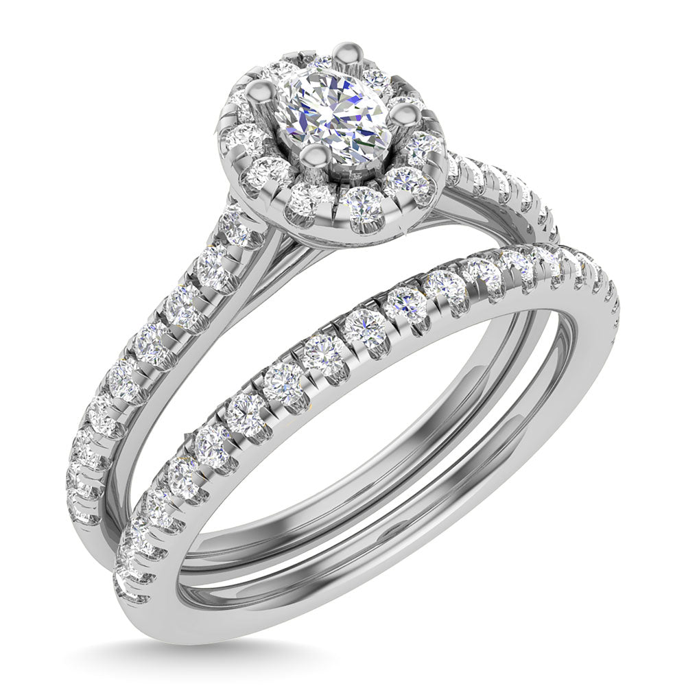 Diamond 3/4 Ct.Tw. Oval Cut Bridal Ring in 14K White Gold