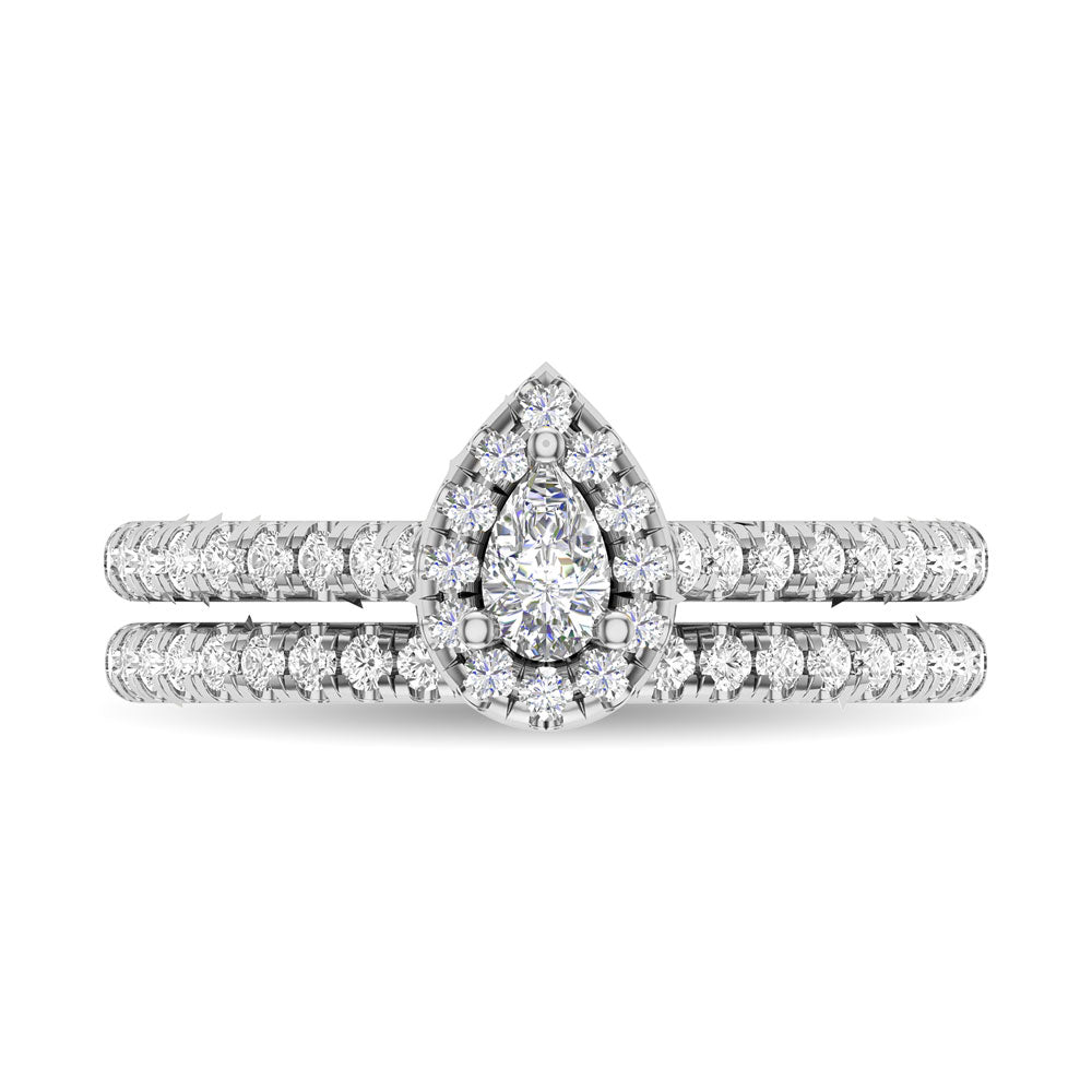 Diamond 3/4 Ct.Tw. Pear Cut Bridal Ring in 14K White Gold