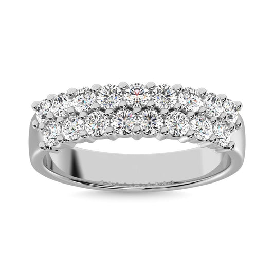 Diamond 1 ct tw Round Cut Two Row Ring in 14K White Gold