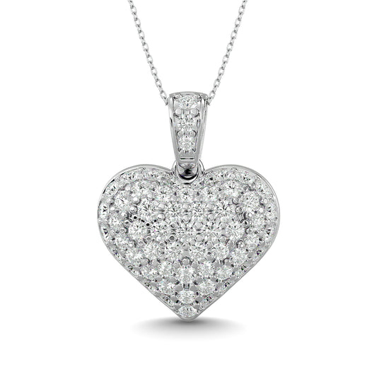 Diamond 1 ct tw Heart Pendant in 10K White Gold