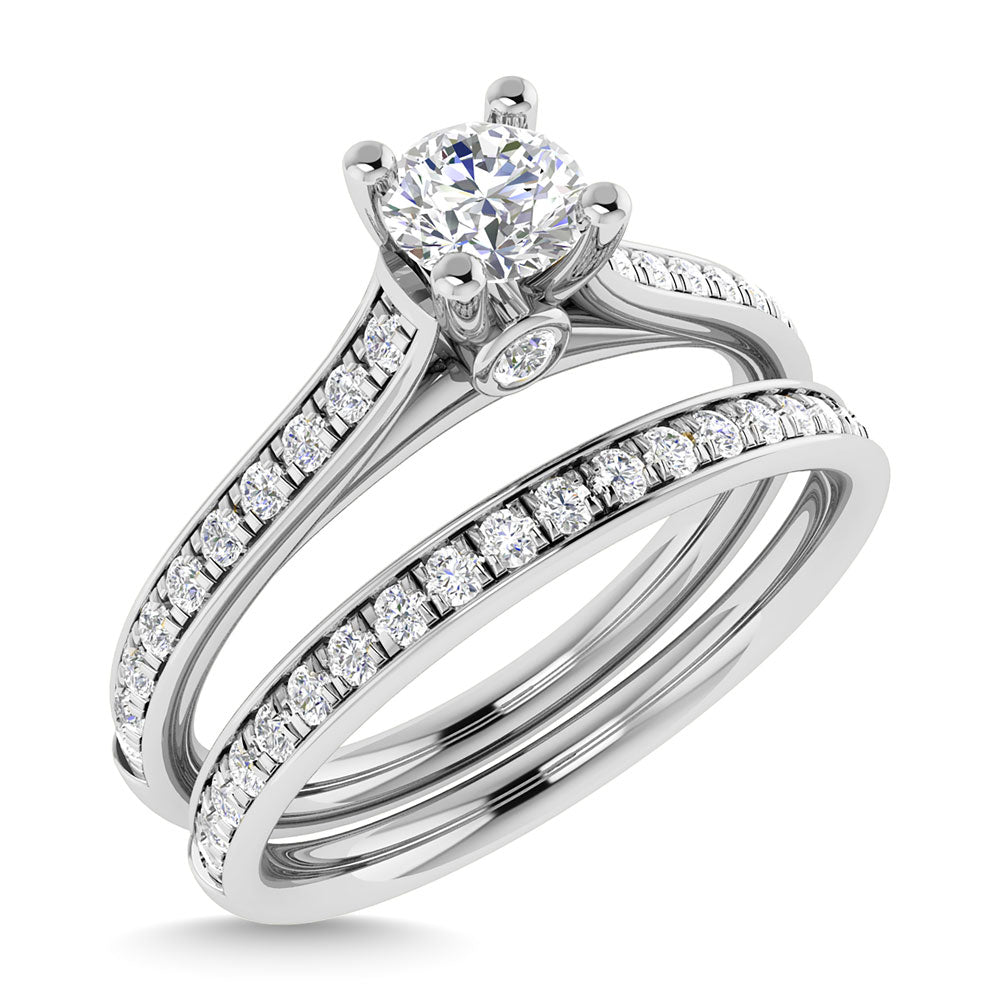 Diamond 3/4 Ct.Tw. Round Shape Bridal Ring in 14K White Gold