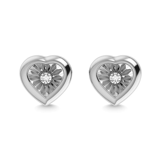 Diamond 1/50 Ct.Tw. Heart Earrings in 925 Silver