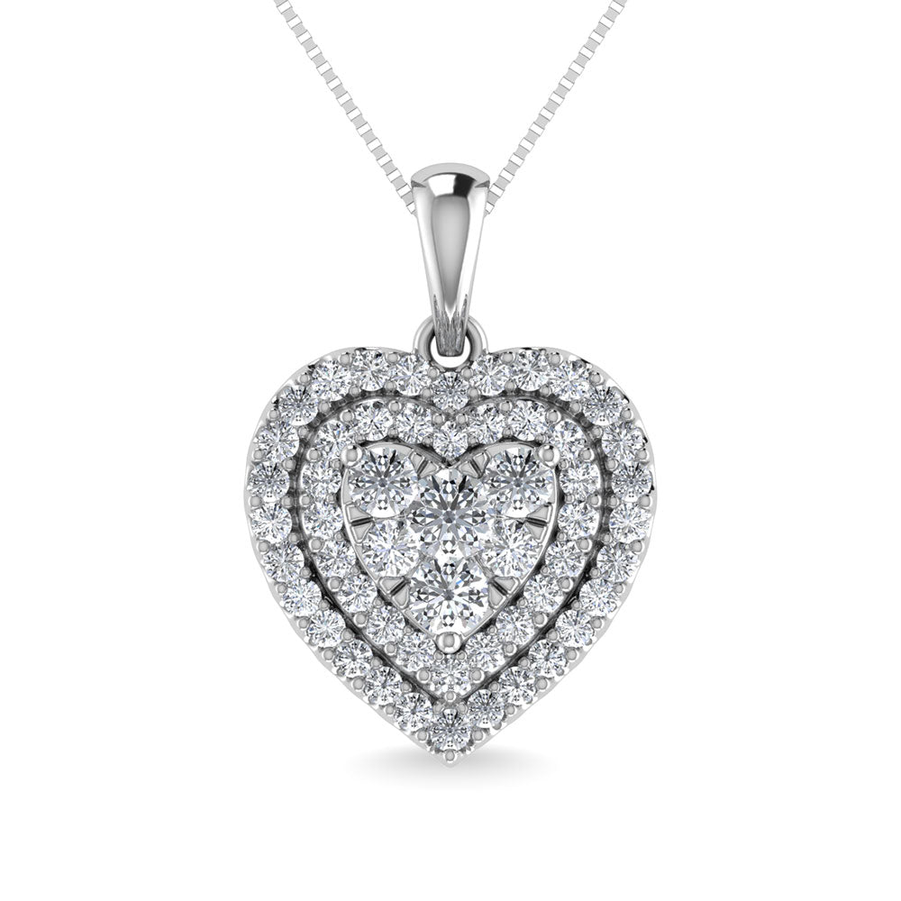 Diamond 3/4 Ct.Tw. Heart Pendant in 10K White Gold