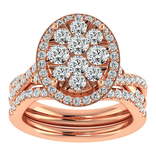 Diamond 2  Ct.Tw. Oval Shape Bridal Ring in 14K White Gold