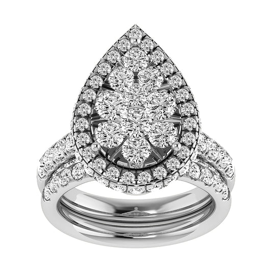 Diamond 3 1/2 Ct.Tw. Pear Shape Bridal Ring in 14K White Gold
