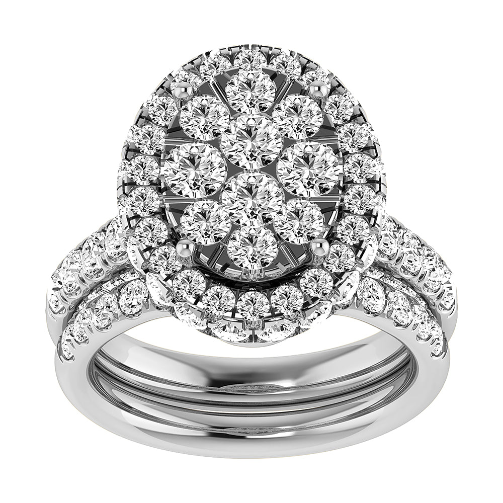 Diamond 3 3/4 Ct.Tw. Oval Shape Bridal Ring in 14K White Gold