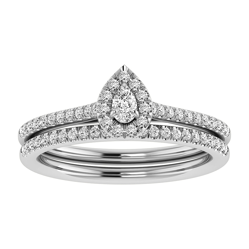 Pear and Round Diamond 3/8 Ct.Tw. Bridal Ring in 10K White Gold