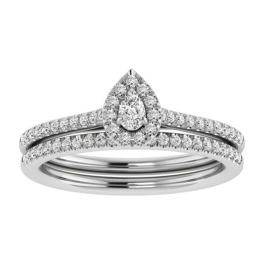 Pear and Round Diamond 3/8 Ct.Tw. Bridal Ring in 10K White Gold