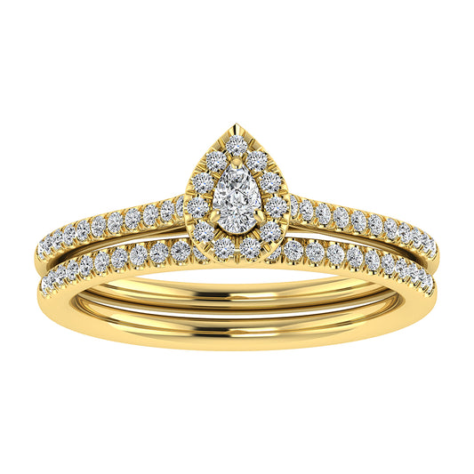 Pear and Round Diamond 3/8 Ct.Tw. Bridal Ring in 10K Yellow Gold