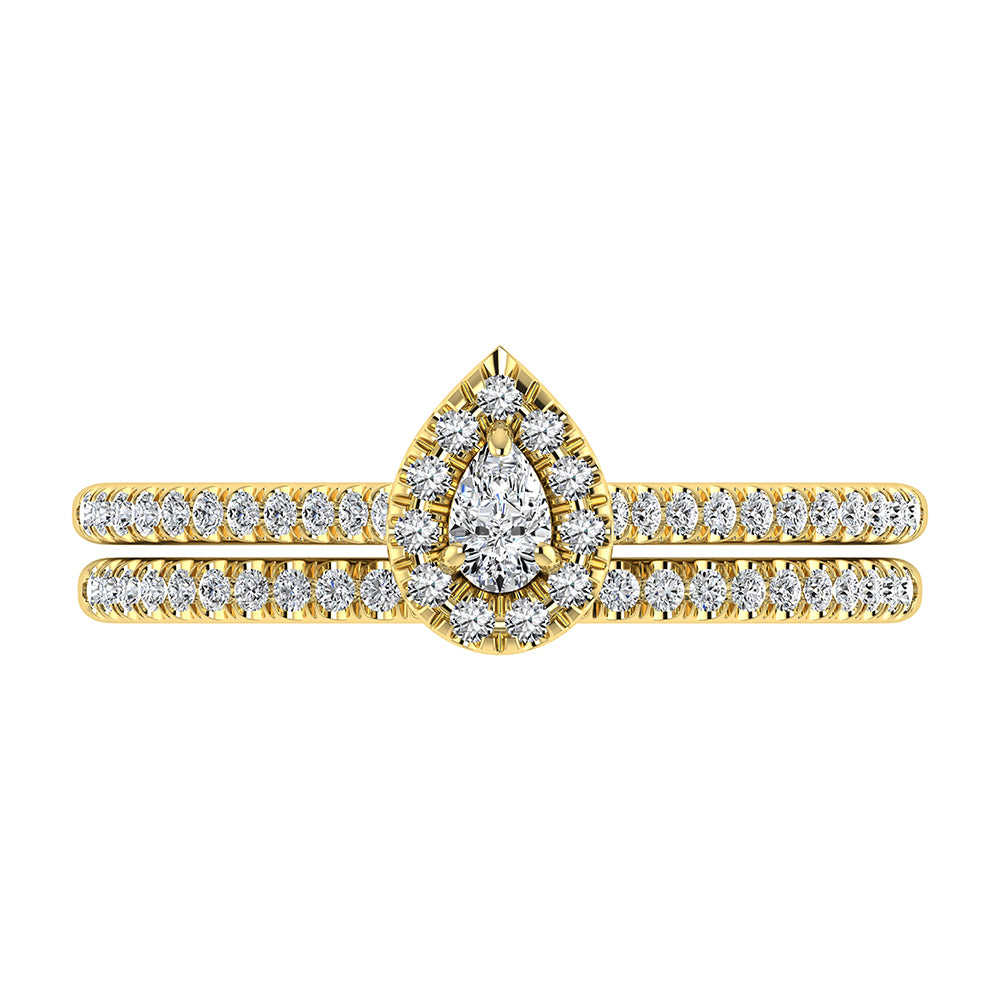 Pear and Round Diamond 3/8 Ct.Tw. Bridal Ring in 10K Yellow Gold