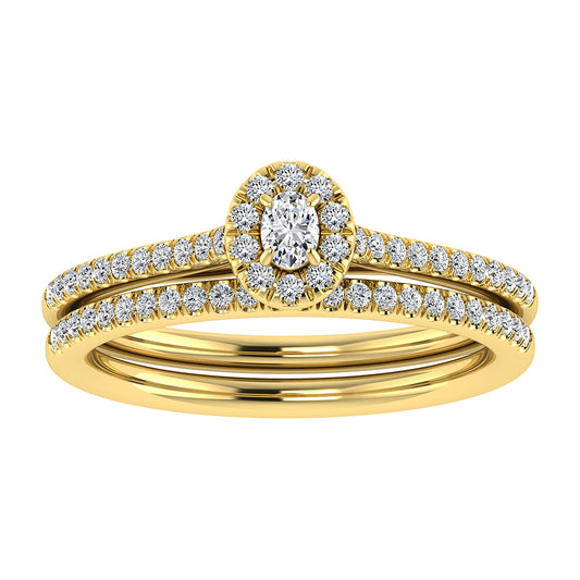 Oval and Round Diamond 3/8 Ct.Tw. Bridal Ring in 10K Yellow Gold