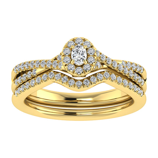 Oval and Round Diamond 1/2 Ct.Tw. Bridal Ring in 10K Yellow Gold