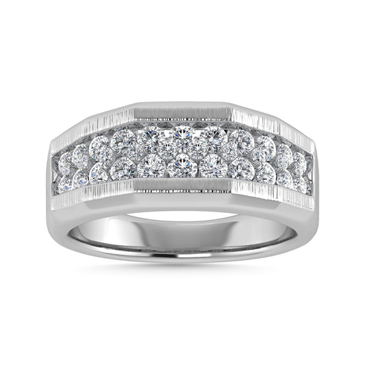 Diamond 1 Ct.Tw. Mens Fashion Ring in 14K White Gold