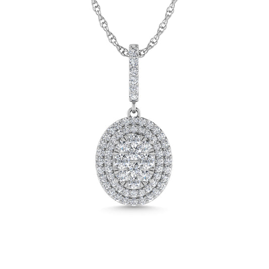 Diamond 3/4 Ct.Tw. Cluster Pendants in 14K White Gold