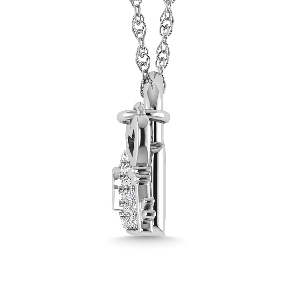 Diamond 1/20 Ct.Tw. Lock and Key Pendant in 925 Silver