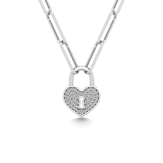 Diamond 1/10 Ct.Tw. Lock Pendant in 925 Silver
