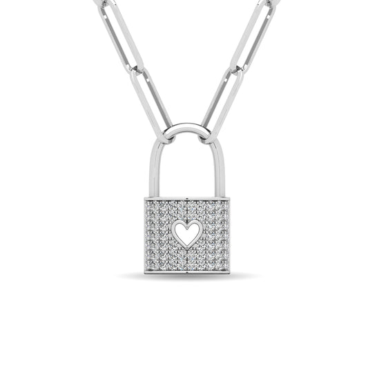 Diamond 1/5 Ct.Tw. Lock Pendant in 10K White Gold