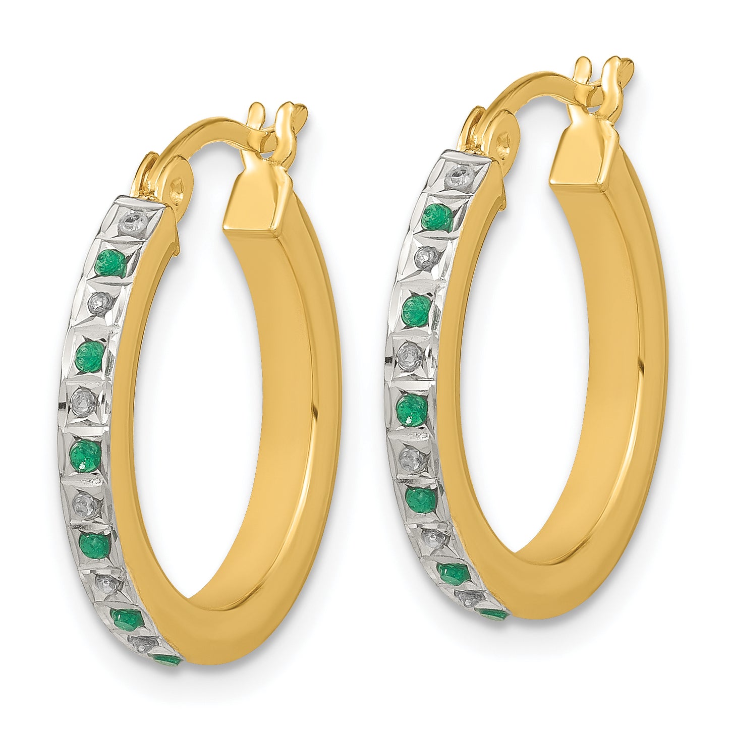 SS Gold-Plated Diamond Mystique Dia/Emerald Earrings/Bangle Set