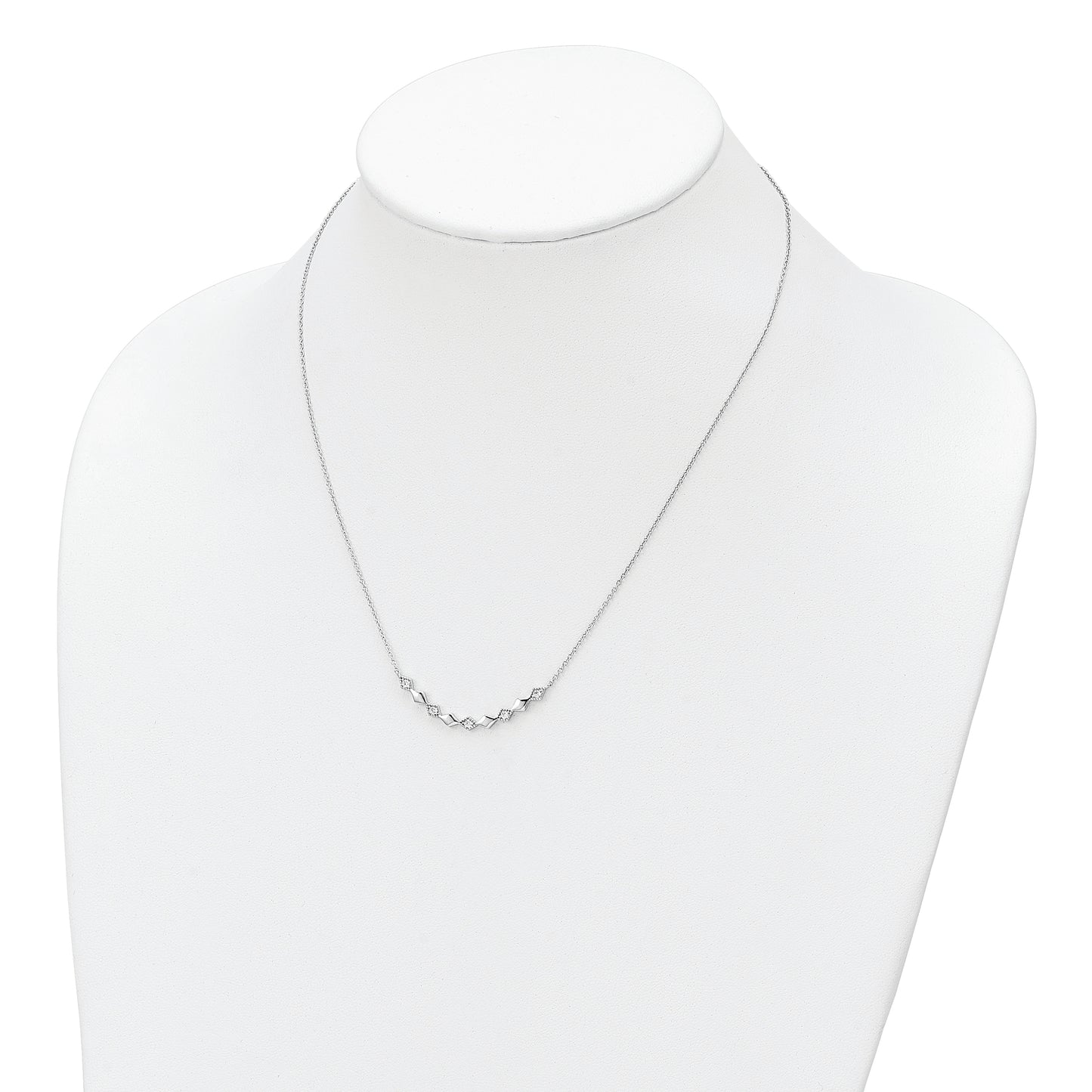 Sterling Silver Rhodium-plated Polished CZ Diamond Shapes 17.75in Necklace