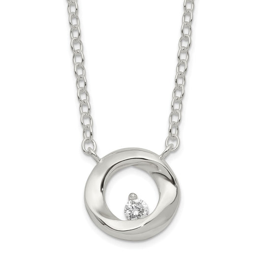 Sterling Silver Polished CZ Necklace