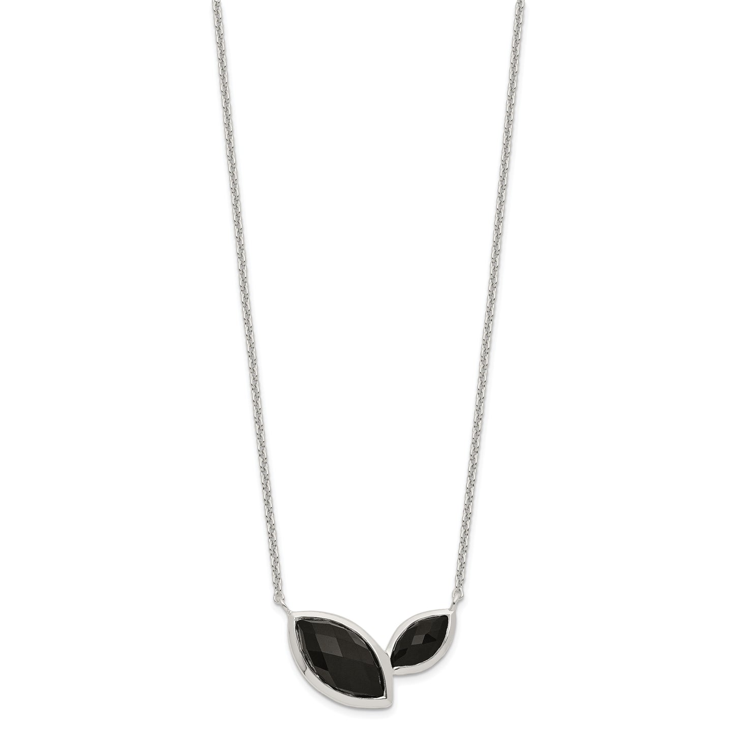 Sterling Silver Faceted Onyx Necklace