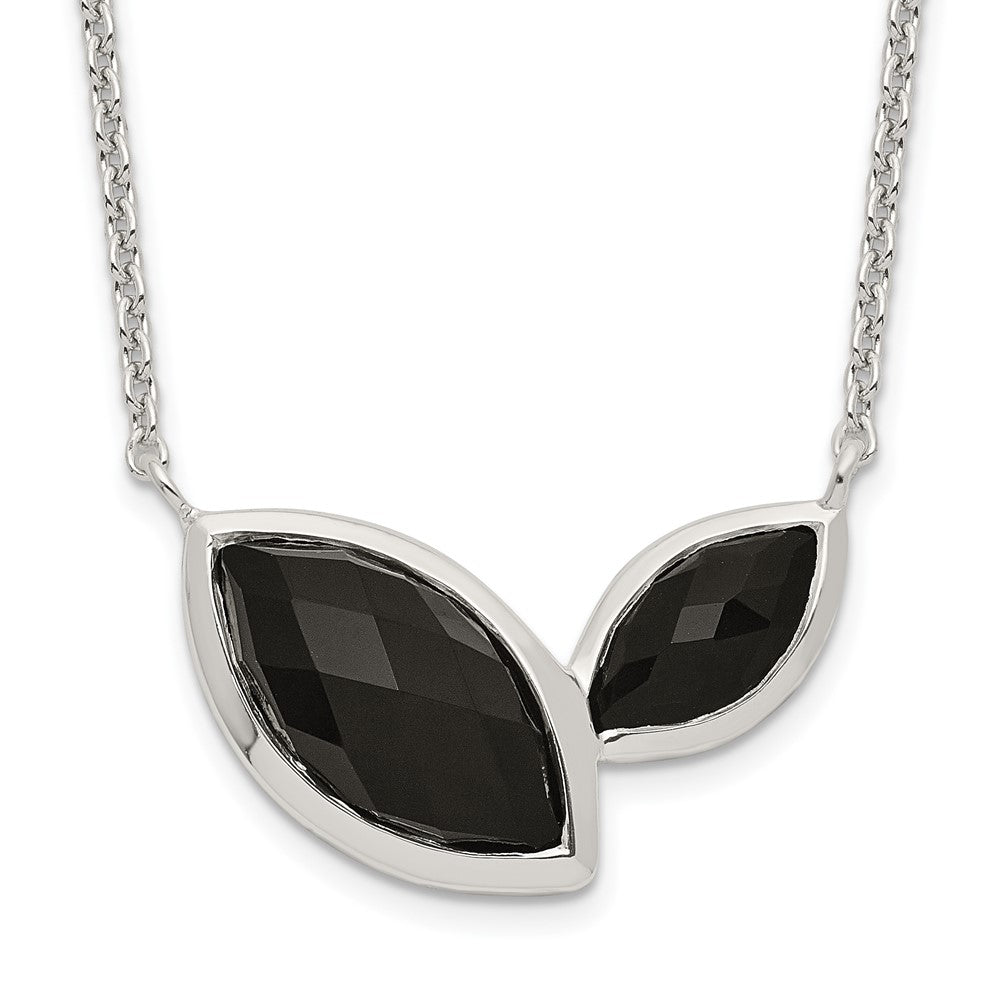 Sterling Silver Faceted Onyx Necklace