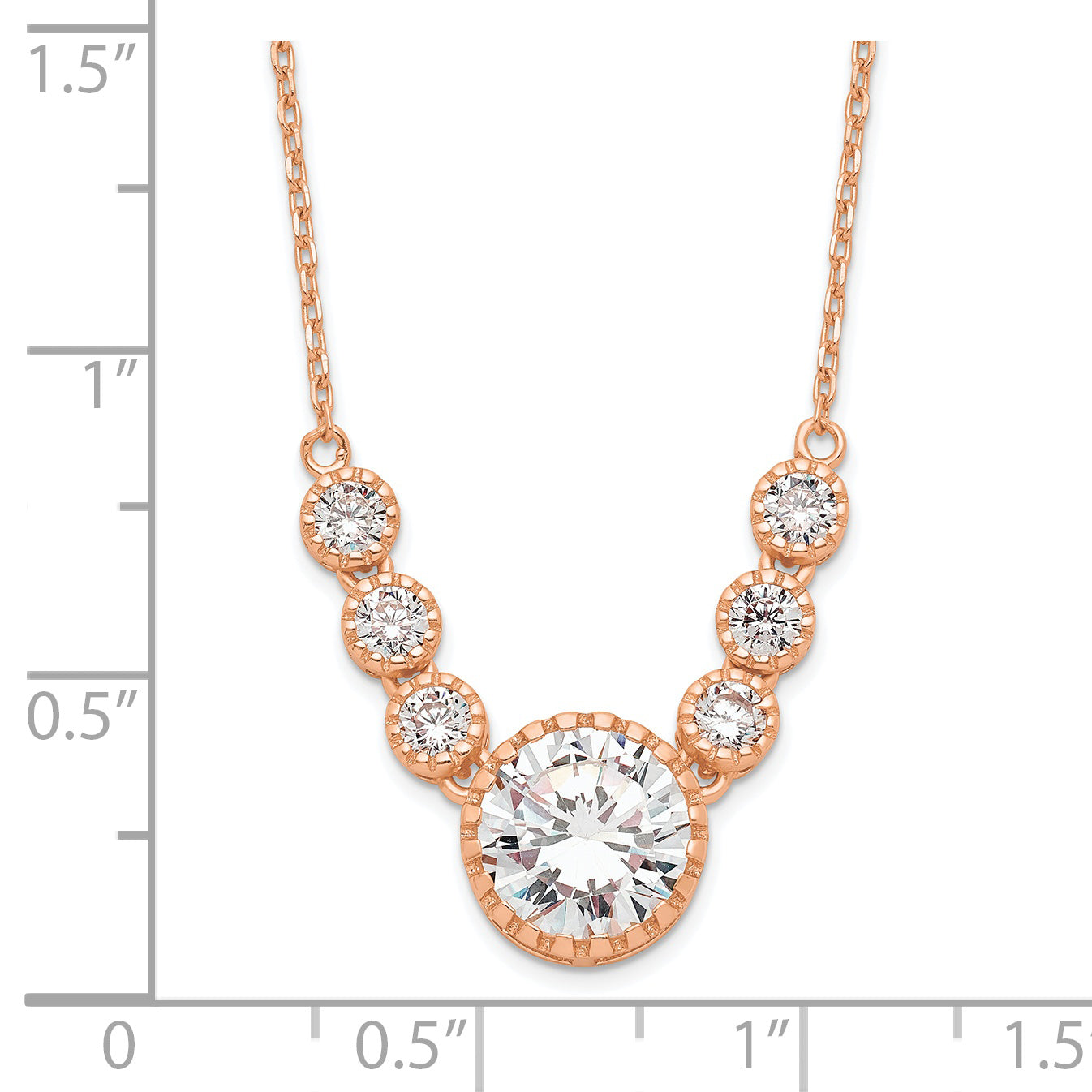 Sterling Silver Rose-tone CZ w/2 in ext. Necklace