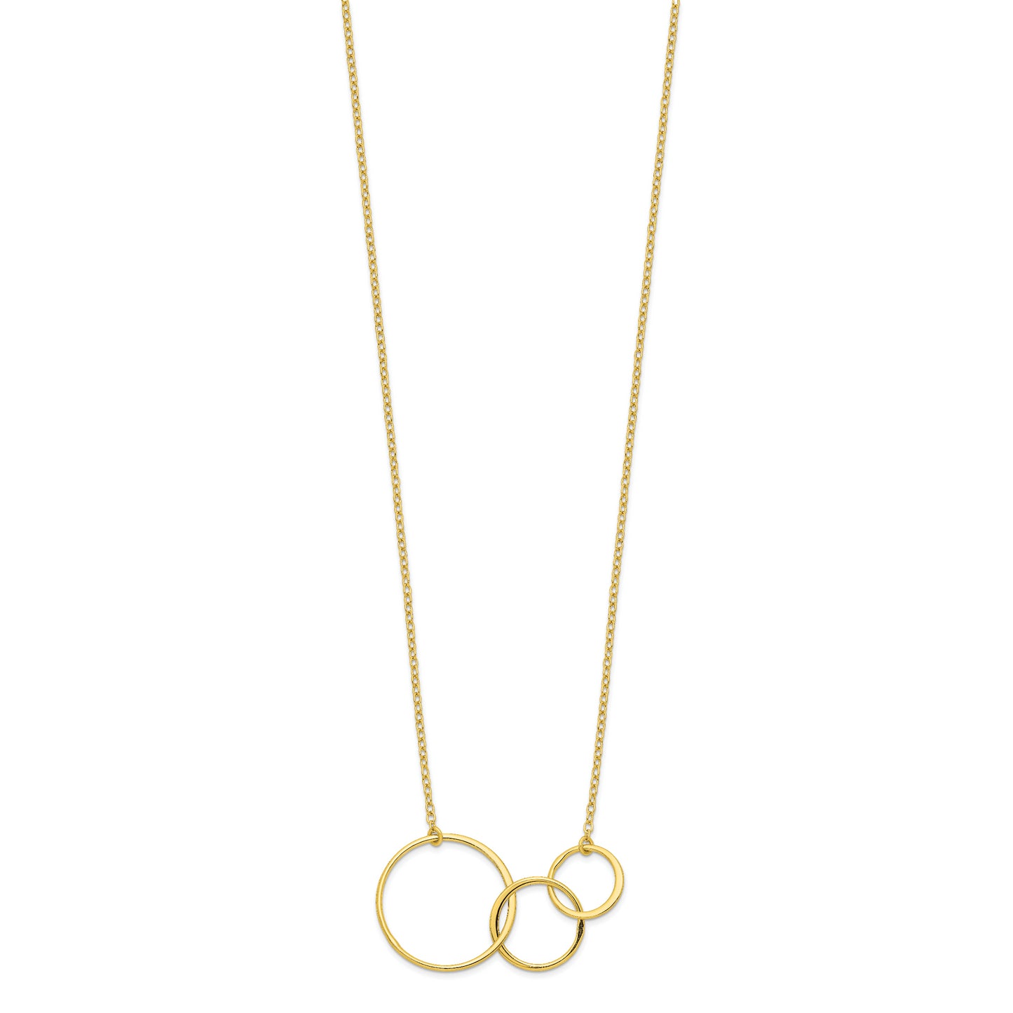 Sterling Silver Gold-tone 3 Intertwined Circles w/2 in ext. Necklace