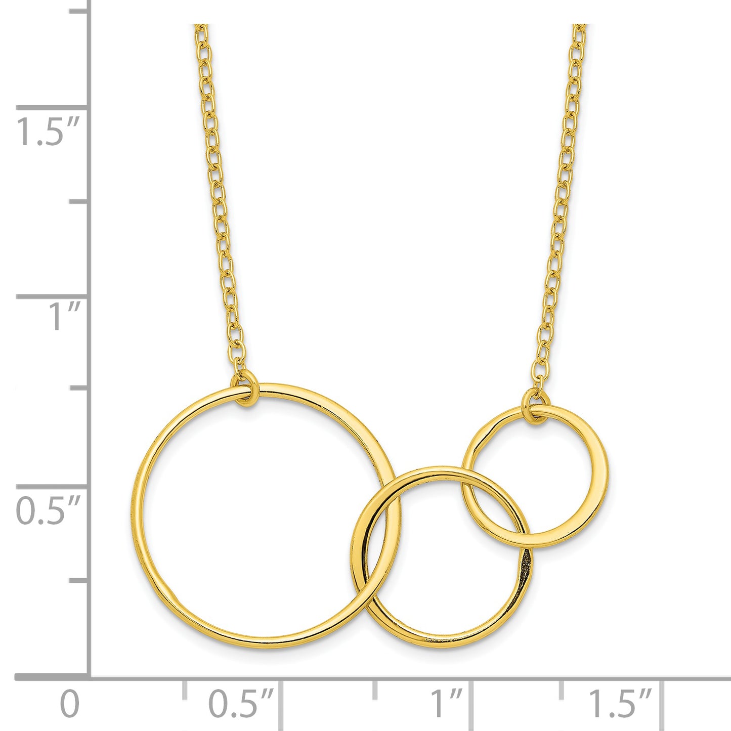 Sterling Silver Gold-tone 3 Intertwined Circles w/2 in ext. Necklace