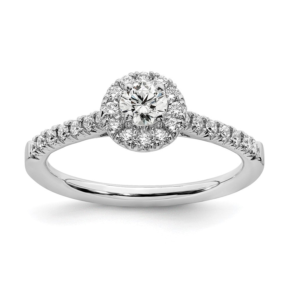 14K White Gold Eternal Lab Grown Diamond Halo Complete Bridal Ring