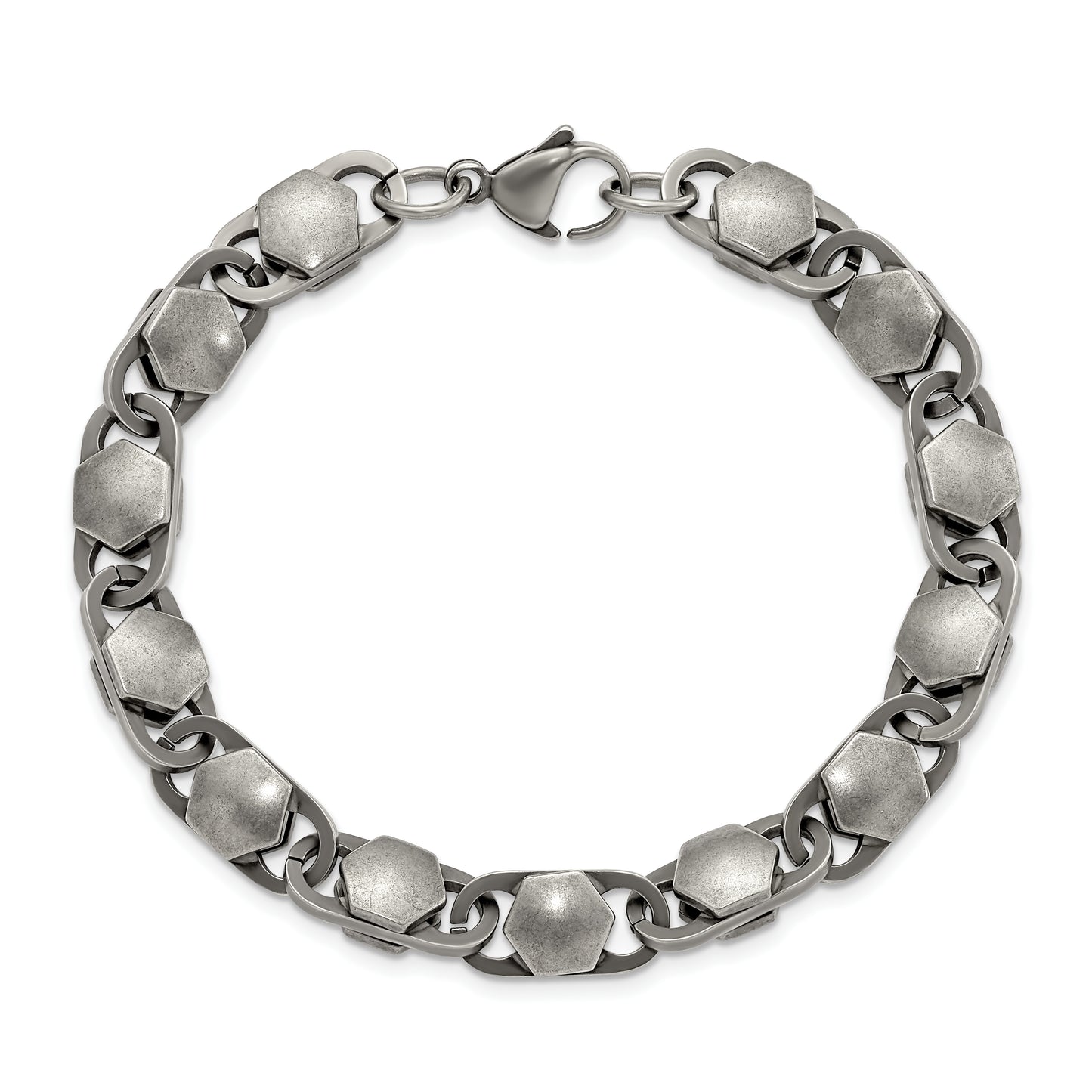 Stainless Steel Antiqued and Brushed 8.50mm 8.25in Bracelet