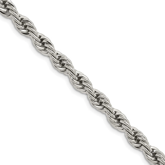 Stainless Steel Polished 6mm 24in Rope Chain