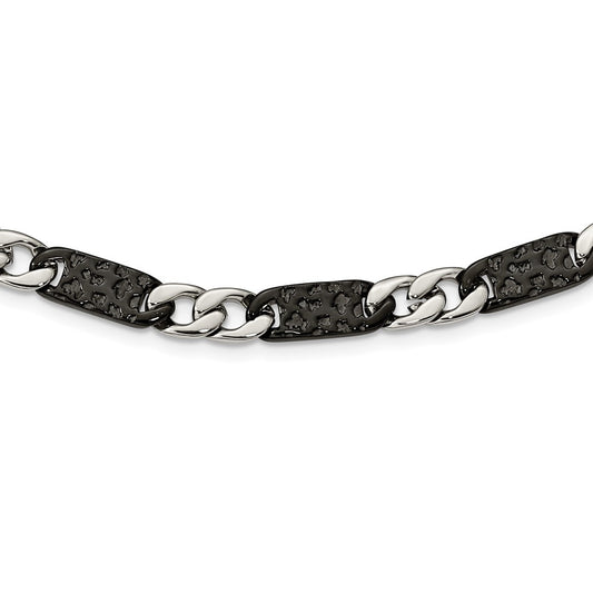 Stainless Steel Polished Black IP-plated Link 24in Necklace
