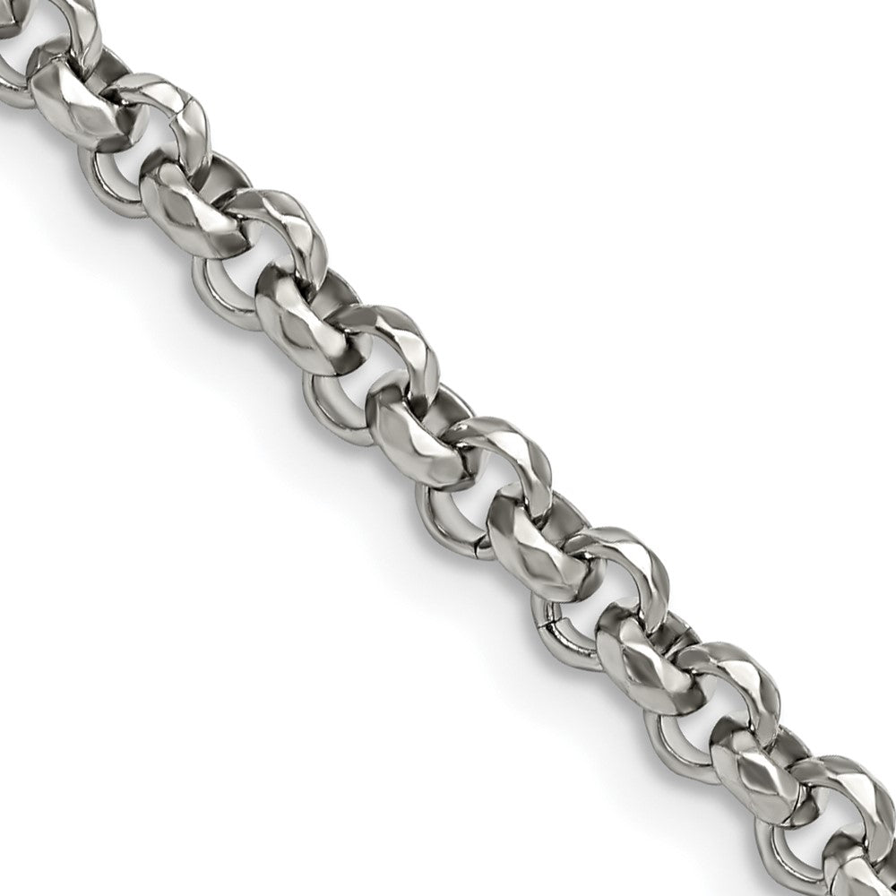 Stainless Steel Polished and Textured Fancy Rolo 24in Chain