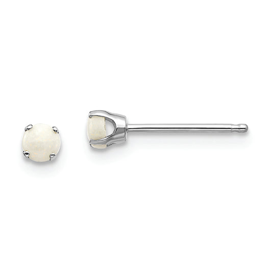 14k White Gold 3mm Opal Stud Earrings