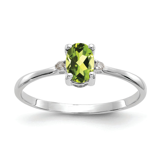 14k White Gold Diamond & Peridot Birthstone Ring