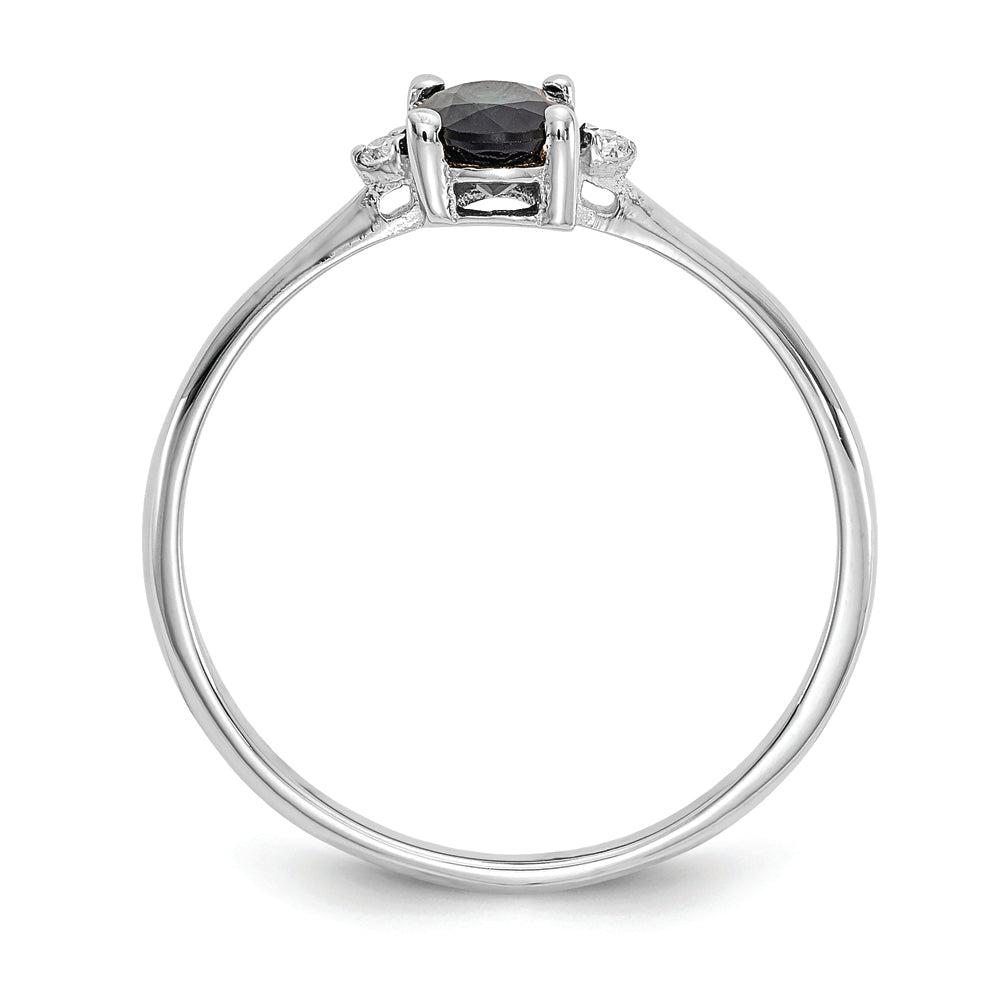 14k White Gold Diamond & Sapphire Birthstone Ring