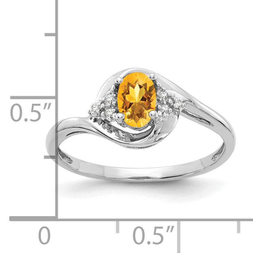 14k White Gold Citrine and Diamond Ring