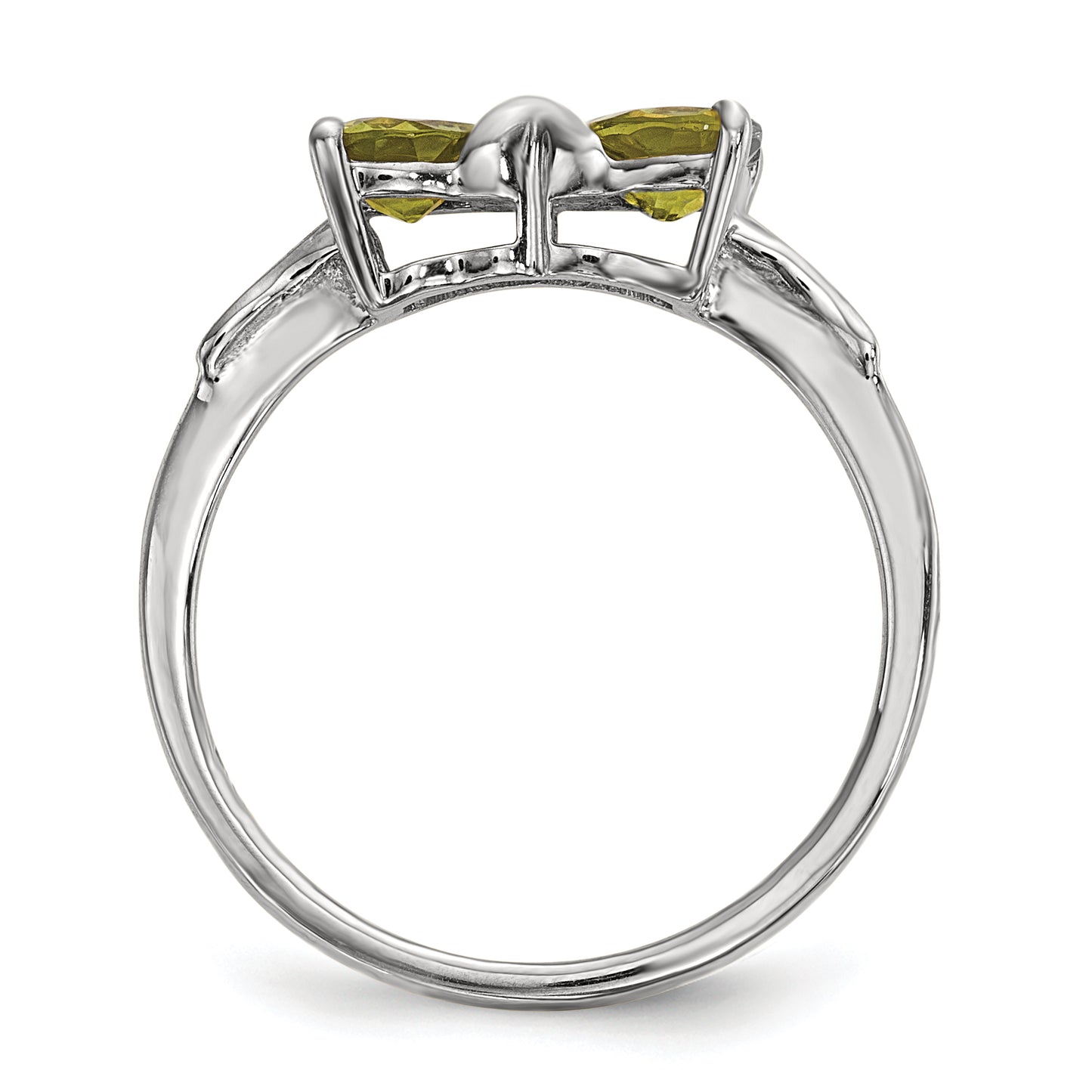 14k White Gold Polished Peridot Bow Ring